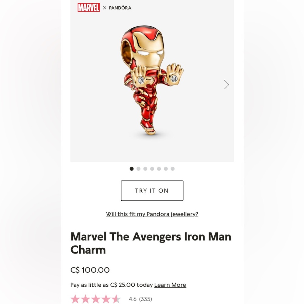 ❤️MARVEL THE AVENGERS IRON MAN CHARM❤️REMBRANDT EXCLUSIVE❤️